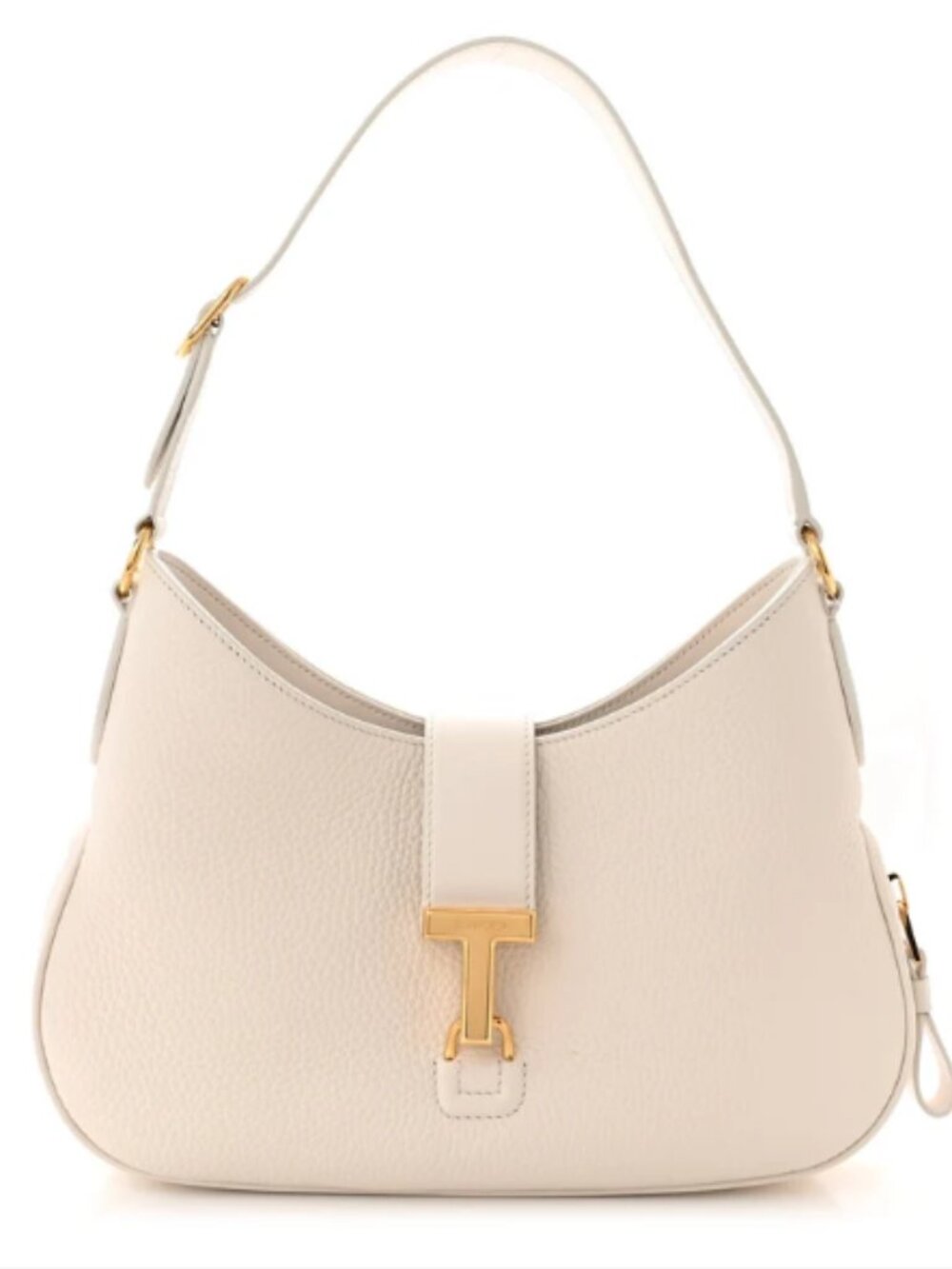 Tom Ford Pebbled Calfskin Monarch Hobo Bag Chalk